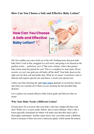 How Can You Choose a Safe and Effective Baby Lotion