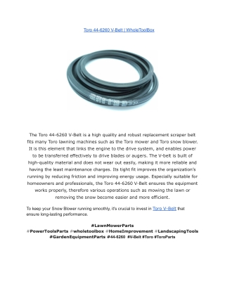 Toro 44-6260 V-Belt _ WholeToolBox