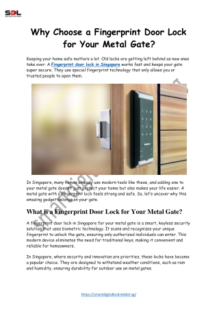 Why Choose a Fingerprint Door Lock for Your Metal Gate