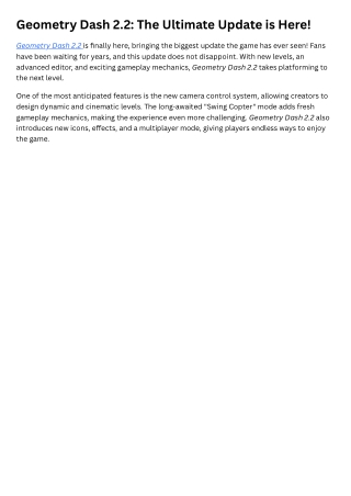 Geometry Dash 2.2 The Ultimate Update is Here!