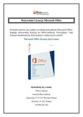 Dożywotnie Licencje Microsoft Office