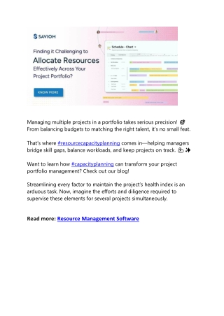 Project Portfolio Management- How Resource Capacity Planning