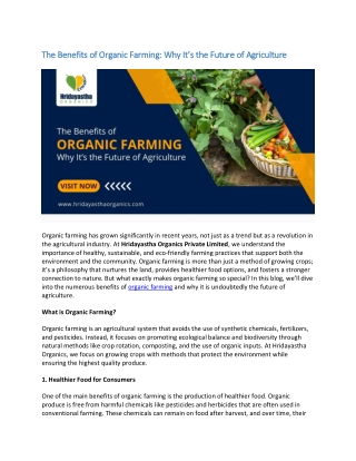 The Future of Agriculture: Organic Farming