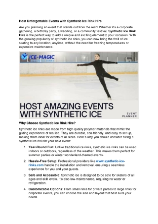Host Unforgettable Events with Synthetic Ice Rink Hire