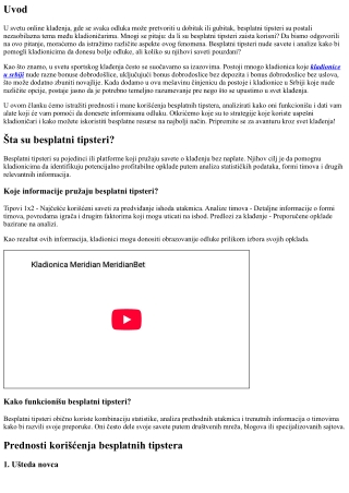 Besplatni tipsteri: Da li su stvarno korisni ili ne?