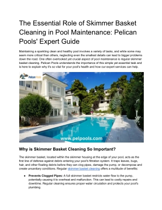 The Essential Role of Skimmer Basket Cleaning in Pool Maintenance