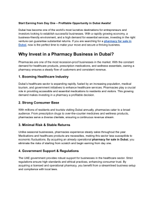Start Earning from Day One – Profitable Opportunity in Dubai Awaits!