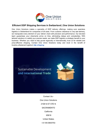 Efficient DDP Shipping Services in Switzerland _ One Union Solutions