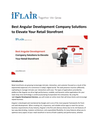 Best Angular Development Company Solutions to Elevate Your Retail Storefront