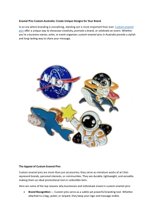 Enamel Pins Custom Australia