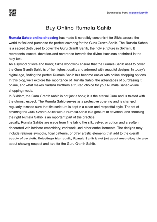 Buy Online Rumala Sahib