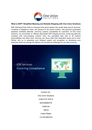What is DDP_ Simplified Meaning and Reliable Shipping with One Union Solutions
