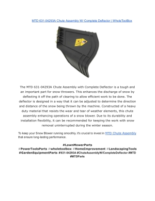MTD 631-04293A Chute Assembly W_ Complete Deflector _ WholeToolBox