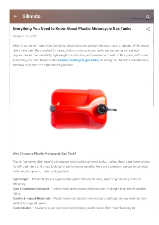 Everything You Need to Know About Plastic Motorcycle Gas Tanks