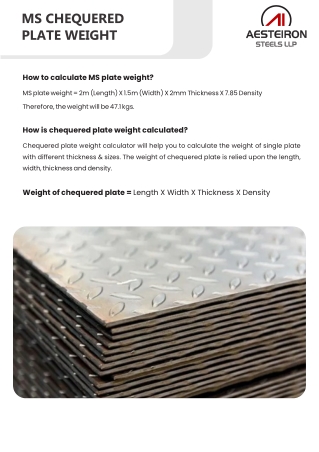 MS Chequered Plate Weight