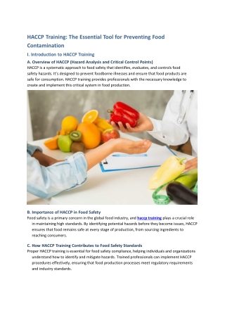 HACCP Training-The Essential Tool for Preventing Food Contamination-IAS-GULF-QATAR