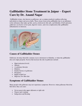 Gallbladder Stone Treatment in Jaipur