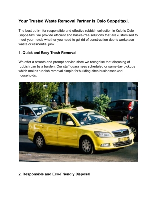 Your Trusted Waste Removal Partner is Oslo Søppeltaxi.