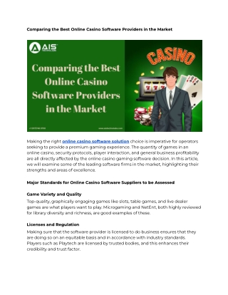 Comparing the Best Online Casino Software Providers in the Market
