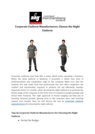 Corporate Uniform Manufacturers_ Choose the Right Uniform