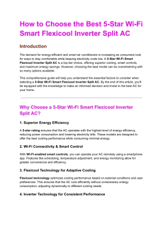 How to choose the Best 5-Star Wi-Fi Smart Flexicool Inverter Split AC