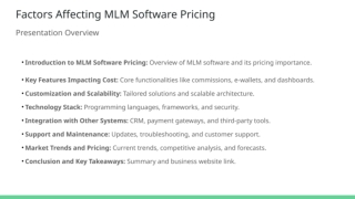 Factors Affecting MLM Software Pricing