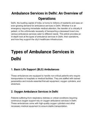 Ambulance Services in Delhi_ An Overview of Operations