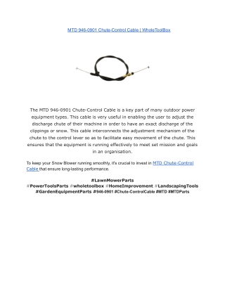 MTD 946-0901 Chute-Control Cable _ WholeToolBox