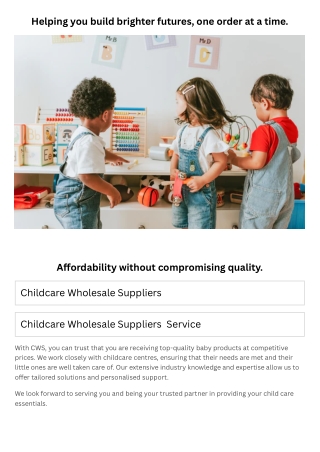 Helping you build brighter futures, one order at a time.