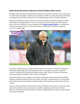 Wales Rocked by Another Departure Amid Six Nations 2025 Turmoil