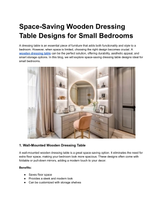 Space-Saving Wooden Dressing Table Designs for Small Bedrooms