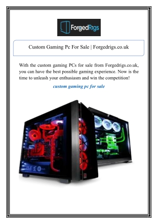 Custom Gaming Pc For Sale | Forgedrigs.co.uk
