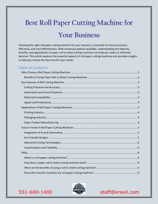 Best Roll Paper Cutting Machine for Your Business