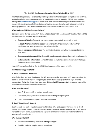 The Best NFL Handicappers Revealed - Who’s Winning Big in 2025