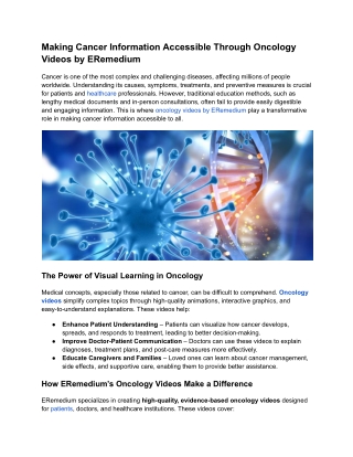 Making Cancer Information Accessible Through Oncology Videos by ERemedium