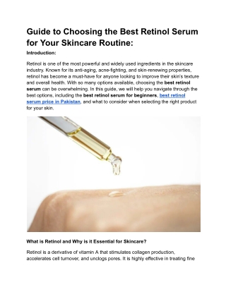 Guide to Choosing the Best Retinol Serum for Your Skincare Routine