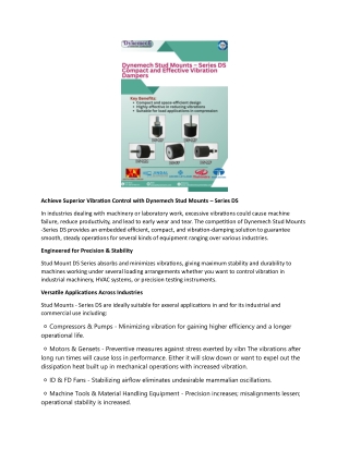 Achieve Superior Vibration Control with Dynemech Stud Mounts