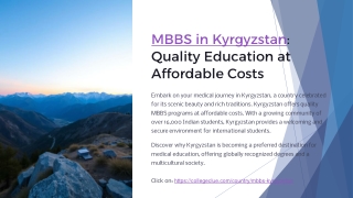 Your Path to Success: Study MBBS in Kyrgyzstan with College Clue