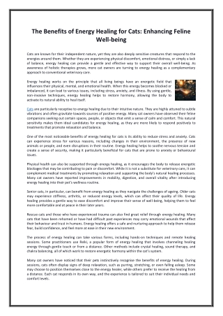 The Benefits of Energy Healing for Cats Enhancing Feline Well-being