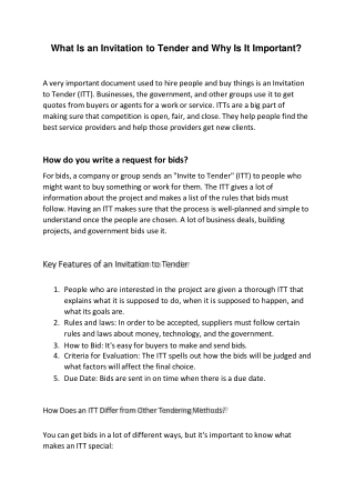What Is an Invitation to Tender and Why Is It Important