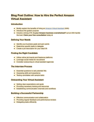 Steps To Finding and Hiring the Perfect Amazon Virtual Assistant- Claim Your Free Amazon Account Audit