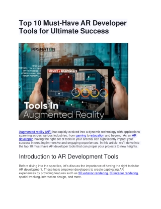 Top 10 Must-Have AR Developer Tools for Ultimate Success
