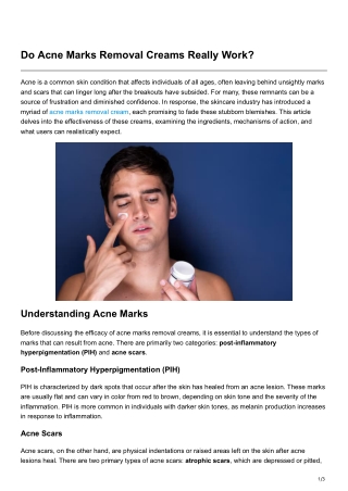 Do Acne Marks Removal Creams Really Work
