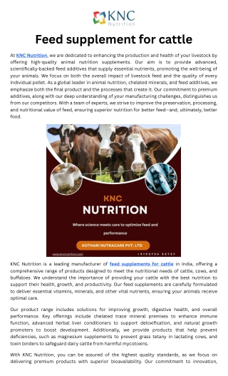 Leading Manufacturer of Feed Supplements for cattle in India