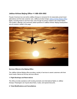 Jetblue Airlines Beijing Office  1–888–839–0502
