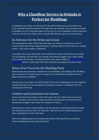 Chauffeur Service Orlando: Luxury Travel at Its Best