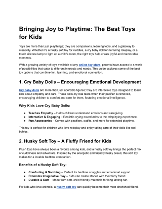 Bringing Joy to Playtime_ The Best Toys for Kids