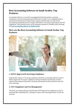 Best Accounting Software in Saudi Arabia Top Features