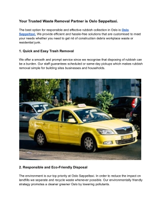 Your Trusted Waste Removal Partner is Oslo Søppeltaxi.