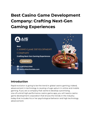 Best Casino Game Development Company_ Crafting Next-Gen Gaming Experiences
